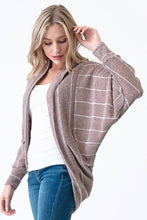 Load image into Gallery viewer, Mocha Latte Lightweight Striped Scoop Long Sleeve Cardigan
