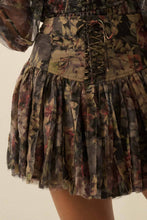 Load image into Gallery viewer, Wild Mocha Blooms Drop-Waist Lace-Up Pleated Mini Skort
