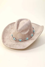 Load image into Gallery viewer, Gone Country Turquoise Oval Stone Strap Cowboy Hat (black or taupe)
