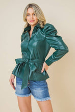 Load image into Gallery viewer, Emerald Envy Faux Leather Top
