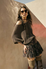 Load image into Gallery viewer, Wild Mocha Blooms Drop-Waist Lace-Up Pleated Mini Skort
