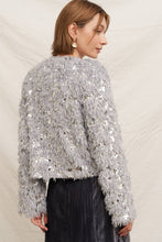 Load image into Gallery viewer, Silver Bells Feathery Glitter Sequin Sweater Cardigan
