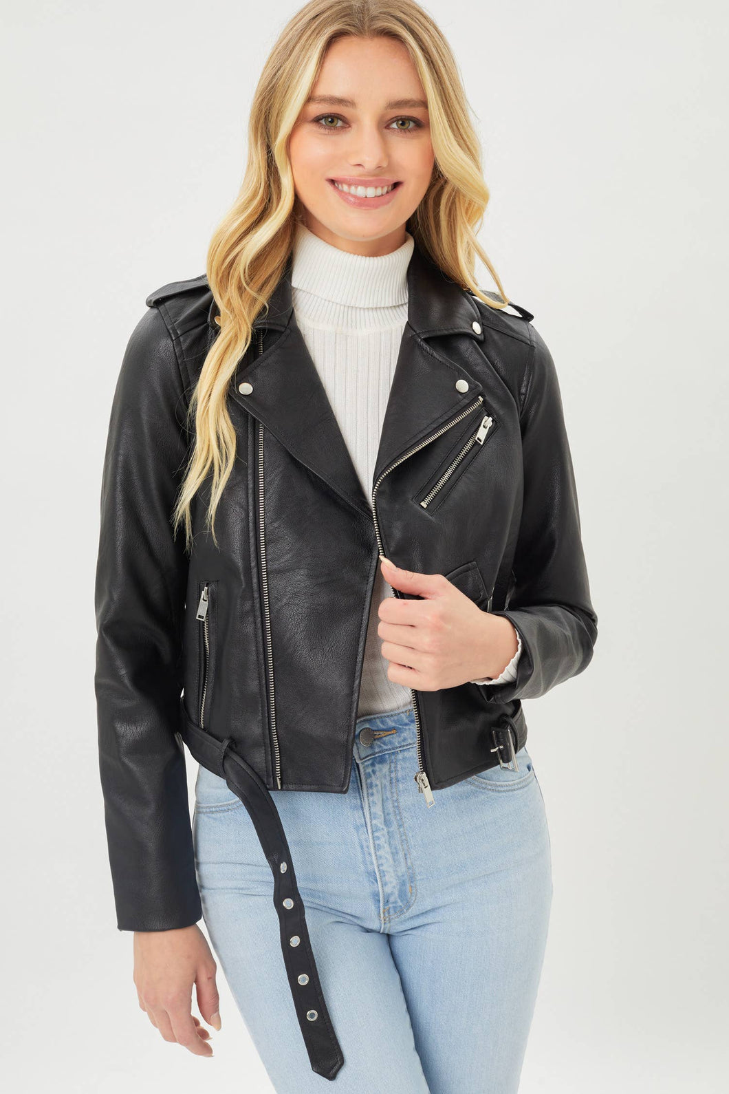 Moto Zip Up Biker Jacket