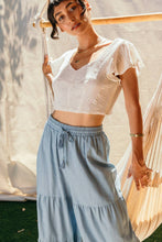 Load image into Gallery viewer, Coastal Breeze Chambray Tiered Wide Pants
