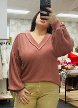 Load image into Gallery viewer, Easy Peezy Two Tone Ribbed V-Neck Oversized Knit Top (3 colors)
