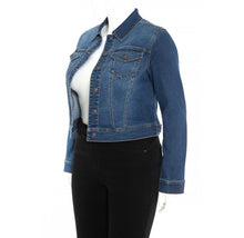 Load image into Gallery viewer, Stone Wash Stretchy Jean Jacket (Curvy Collection)
