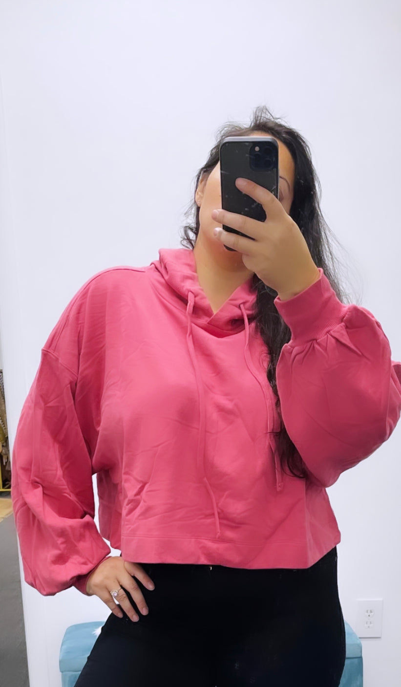 Sweet Rose French Terry Crop hoodie (Curvy Collection)