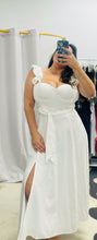 Load image into Gallery viewer, Heaven Sent Linen Blend Corset Flutter Dress
