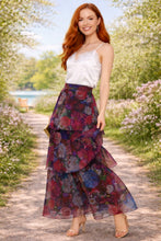 Load image into Gallery viewer, Evening Blooms Tiered Maxi Skirt

