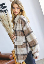 Load image into Gallery viewer, Oversized Fuzzy Plaid Shacket (Curvy Collection)
