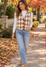 Load image into Gallery viewer, By the Fireside Fleece Argyle Vest
