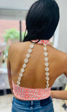 Load image into Gallery viewer, Dainty Daisies Neon Tribal Halter Crop Top
