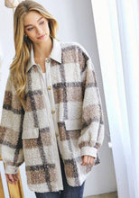 Load image into Gallery viewer, Oversized Fuzzy Plaid Shacket (Curvy Collection)
