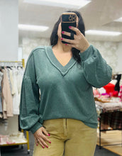 Load image into Gallery viewer, Easy Peezy Two Tone Ribbed V-Neck Oversized Knit Top (3 colors)
