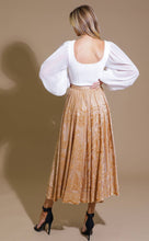 Load image into Gallery viewer, Chic Champagne Velvet Burnout Midi Skirt
