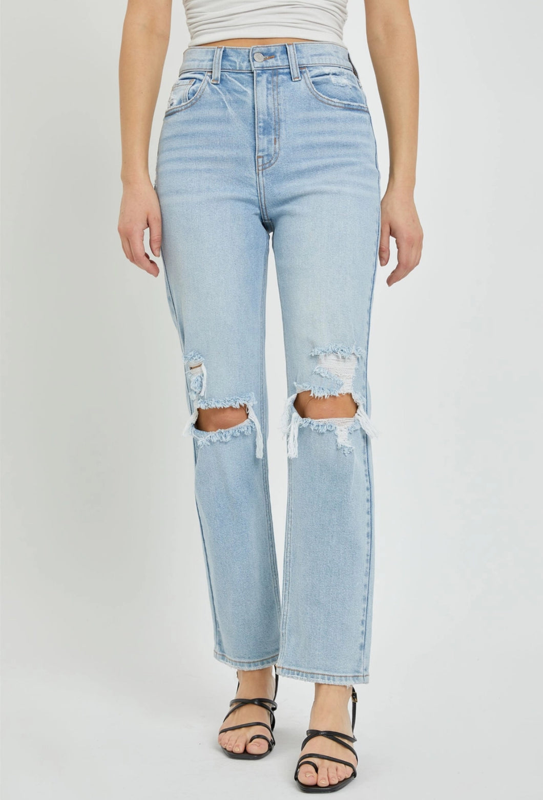 Chic High Rise Straight Jeans