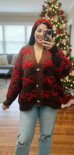 Load image into Gallery viewer, Chocolate Ribbons Oversized Pullover Sweater Cardigan (also Curvy Collection)
