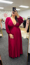 Load image into Gallery viewer, Sweet Pomegranate Plunge Maxi Dress
