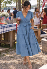 Load image into Gallery viewer, Lovin’ the Blues Chambray Tiered Dress
