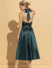 Load image into Gallery viewer, Enchanted Emerald Halter Midi Dress
