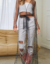 Load image into Gallery viewer, Preppy Rebel Sheer Pearls Kimono
