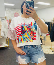 Load image into Gallery viewer, Rhinestone Statue of Liberty Oversized Crop T-Shirt (Curvy Collection)
