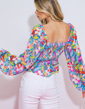 Load image into Gallery viewer, Feels like Spring Smocked Print Top
