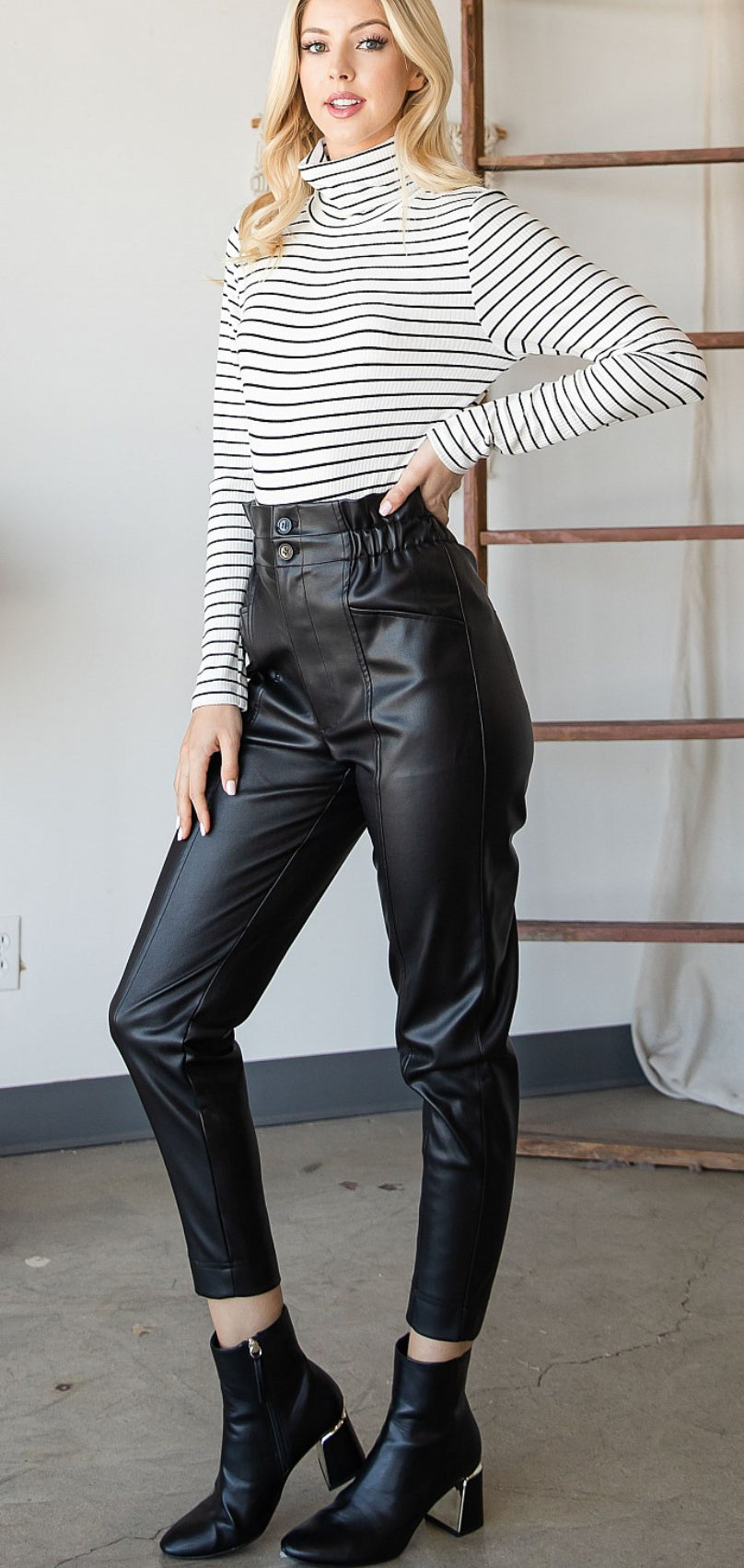 Rock On High Rise Faux Leather Pants (Available in Curvy Collection)