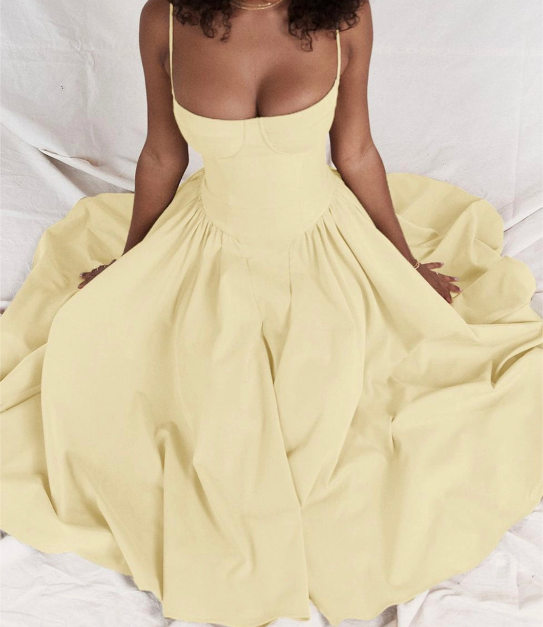 La Vie Est Belle French Bustier Dress (Carnation Yellow)