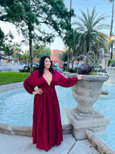 Load image into Gallery viewer, Sweet Pomegranate Plunge Maxi Dress
