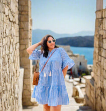 Load image into Gallery viewer, Stripes Ahoy Poplin Tiered Babydoll Dress (also available in Curvy)
