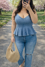 Load image into Gallery viewer, Denim Dreams Peplum Top
