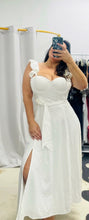 Load image into Gallery viewer, Heaven Sent Linen Blend Corset Flutter Dress
