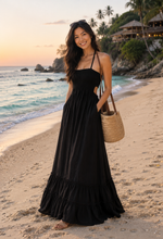 Load image into Gallery viewer, Baby Got Back Boho Black Cut-out Maxi Dress (last one m)
