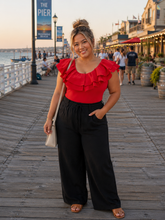 Load image into Gallery viewer, Red Ruffles Me Up Bodysuit (Curvy Collection)
