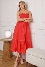 Load image into Gallery viewer, Watermelon Sugar Scalloped Poplin Midi Dress
