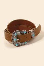 Load image into Gallery viewer, Wild Wild West Turquoise Stud Buckle Faux Leather Belt
