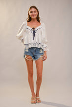 Load image into Gallery viewer, Twilight Orchard Romance Lace Trim Peasant Blouse
