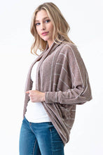Load image into Gallery viewer, Mocha Latte Lightweight Striped Scoop Long Sleeve Cardigan
