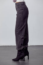Load image into Gallery viewer, Charcoal Corduroy Straight Leg Pants
