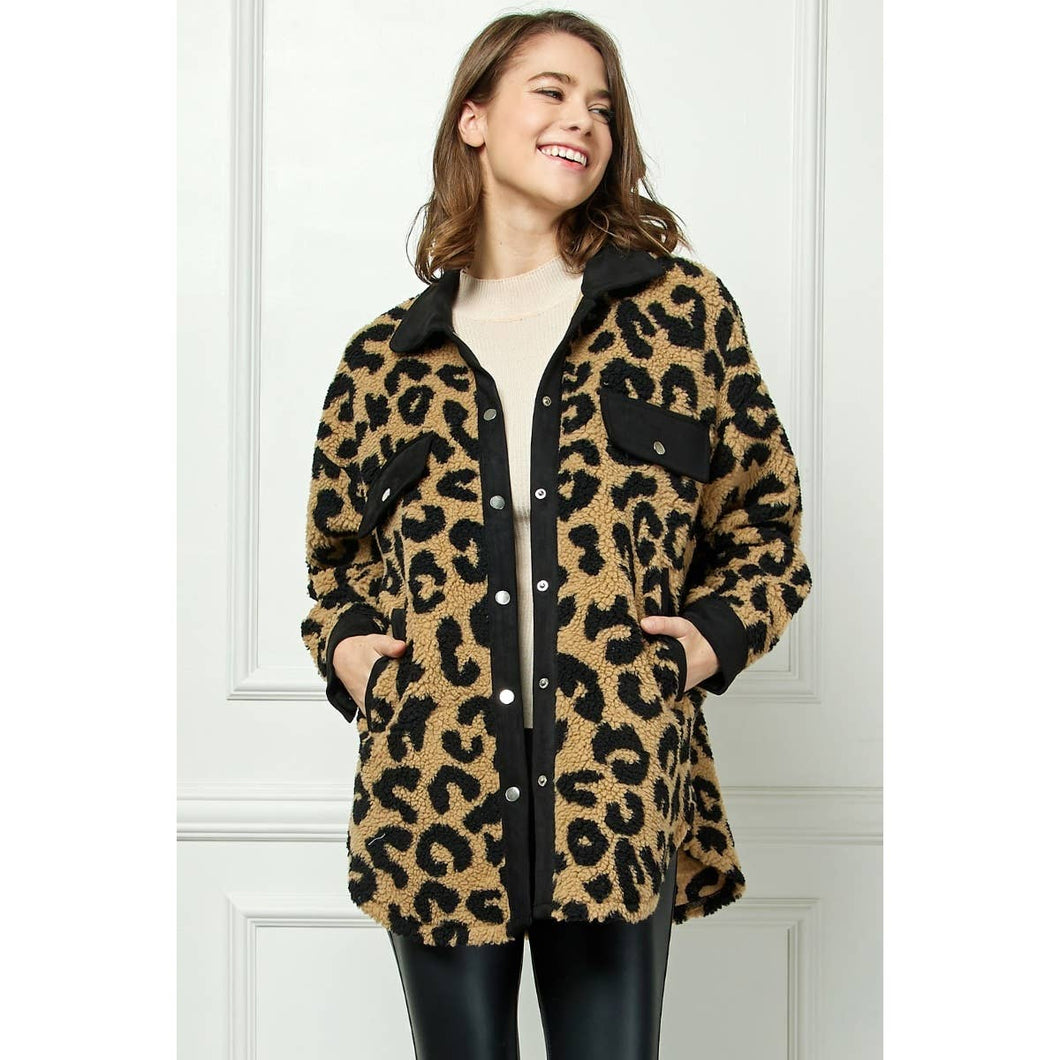 Stay Fierce Faux Fur Leopard Shacket