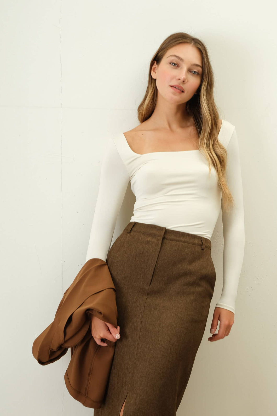 Be Square Reversible Square Neck Croppy Long Sleeve Top (3 colors)