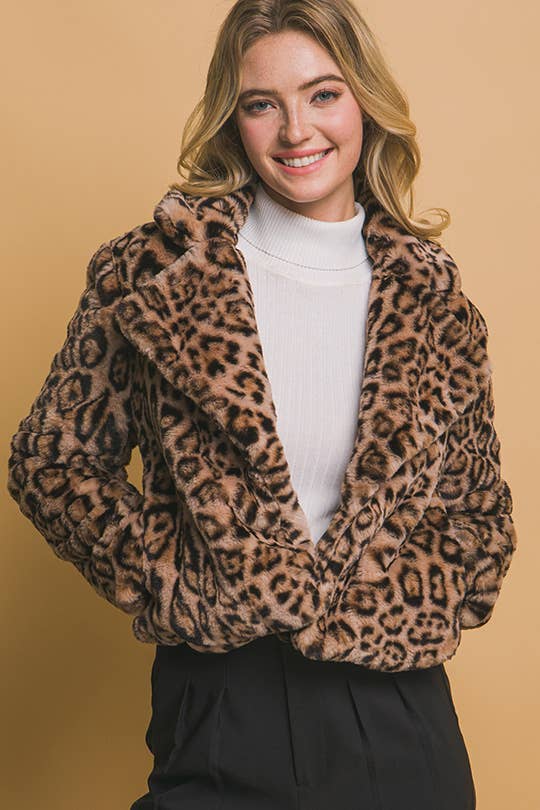 Wild Nights Leopard Faux Fur Drape Jacket