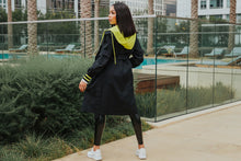 Load image into Gallery viewer, Be Bold Neon Green Contrast Hooded Trench Coat
