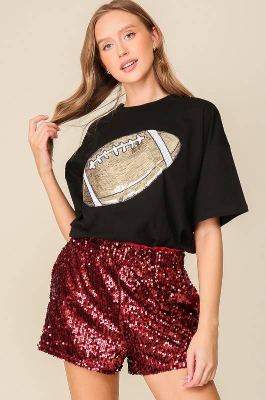 Game Day Glam Oversized Football Patch Tee