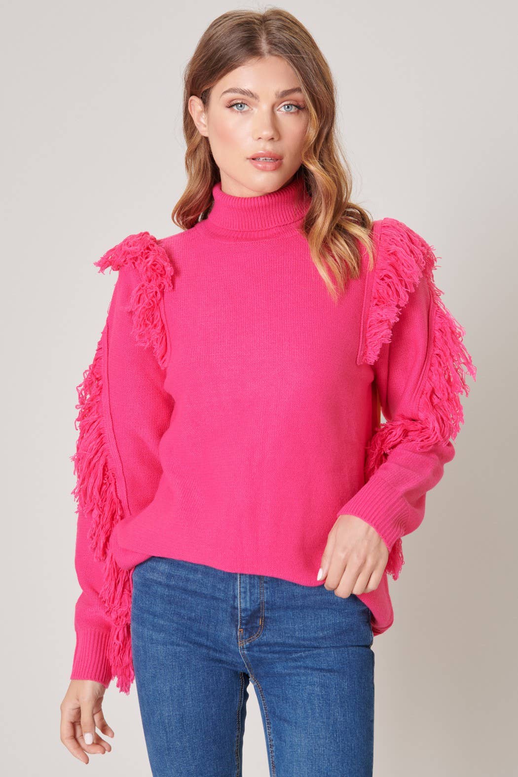 Fuschia Fringe Sweater