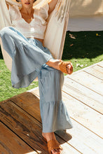 Load image into Gallery viewer, Coastal Breeze Chambray Tiered Wide Pants
