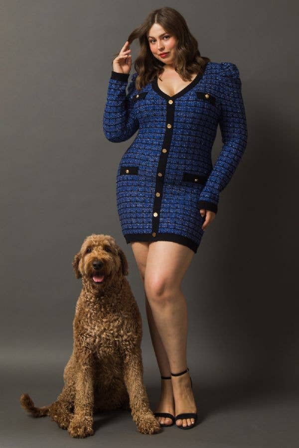 Preppy in Plaid Fitted Sweater Dress (Curvy Collection)