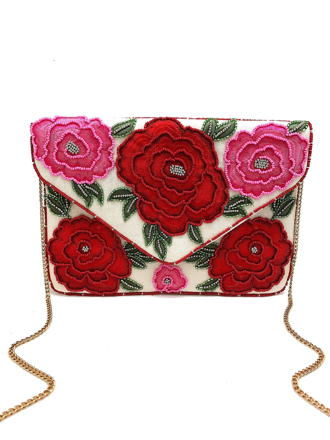 Bed of Roses Beaded Clutch Crossbody