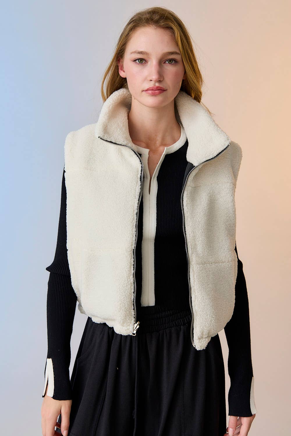 The Emily Reversible Contrast Sherpa Vest